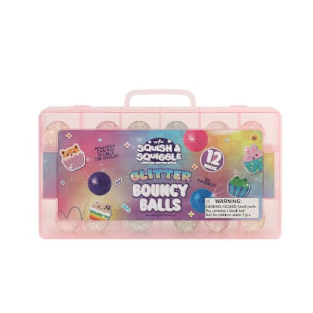 Toy Mania Glitter Squish & Squiggle Bouncy Balls 12-Pack